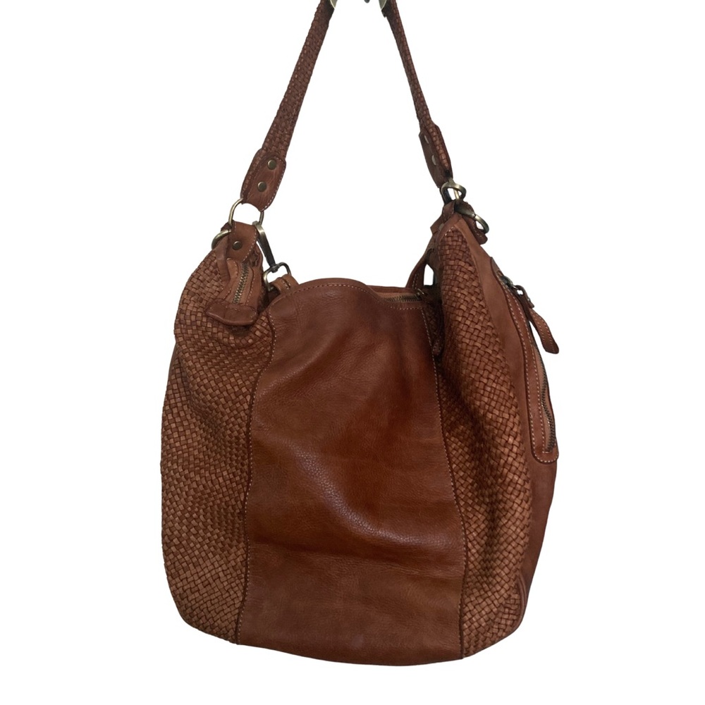 La Via Genuine Italian Leather Tan Shoulder Bag